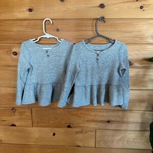 Cat & Jack Gray Knit Peplum Sweaters for twins